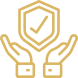 Two hands holding a shield with a checkmark, symbolizing protection and security.