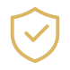 Gold shield with a checkmark symbolizing security and trust.